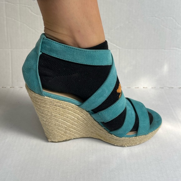 Teal Strap Womens Wedges - Picture 9 of 9